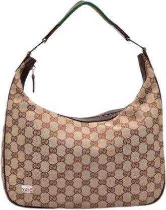 Gucci Pre-owned Canvas Shoulder Bag - Dames - Vintage Schoudertas - Beige - ONE Size - Vintage
