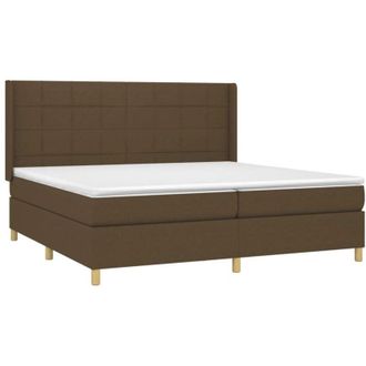 vidaXL Vidaxl - Cama Box Spring Con Colch&oacute;n Tela Marr&oacute;n Oscuro 200x200 Cm