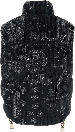 Khrisjoy Mens Printed Corduroy Vest Black Cotton Down Jackets
