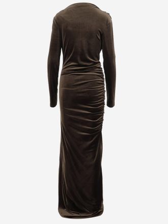 DON'T @ ME Draped Technical Jersey Dress - Brown