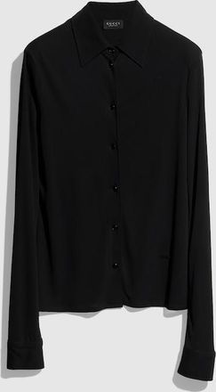 Gucci Lightweight Viscose Cr&ecirc;pe Jersey Shirt, Black, Ready-to-wear