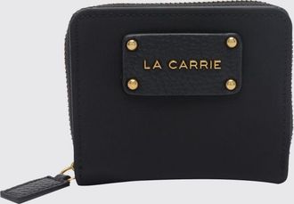 La Carrie Bifold Wallet in Grained Faux Leather with Metallic Logo