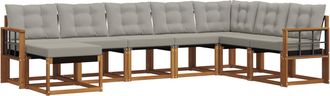 vidaXL Conjunto De Sof&aacute;s De Exterior 8 Uds. Gris Natural Y Claro Vidaxl