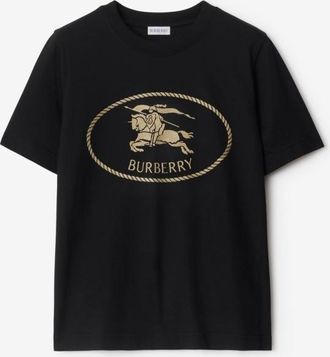 Burberry Knight Stamp Cotton T-shirt, Size Medium