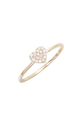 Anzie Love Letter Pav&eacute; Heart Ring in Gold/Dia at Nordstrom, Size 6