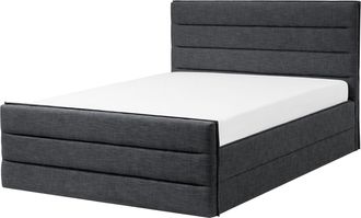 Beliani Cama Tapizada Gris Oscuro 160 X 200 Cm Con Cabecero Y Pie De Cama Valbonne