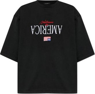 Willy Chavarria Welcome To America Buffalo Tee - Heren - T-shirts - Zwart - S - Katoen - Tops