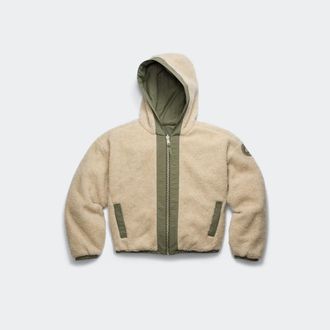 Canada Goose Womens Alberni Reversible Fleece Bomber (Women, Light Tan/Smokey Sage, XS)