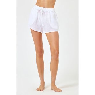 L*Space Rio Linen Cover-Up Drawstring Shorts in White at Nordstrom, Size X-Small