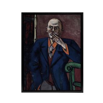 Artery8 1950 Self Portrait With Cigarette Beckmann Black Framed Canvas Art | Size: W24 x H32