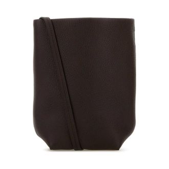 The Row Dark Brown Leather N/S Park Crossbody Bag