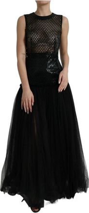Dolce & Gabbana Maxi Kleedjes - Dames - Maxi kleedjes - Zwart - 2XS - Tule - Kleedjes