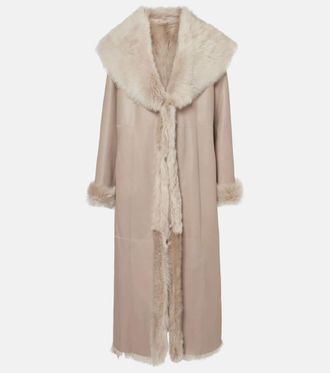 Nour Hammour Marlene shearling-lined suede coat
