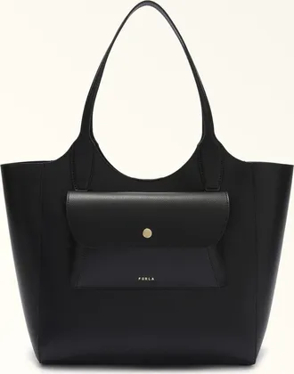 Furla Lea Borsa Shopping M Nero Nero Pelle Stampata Donna