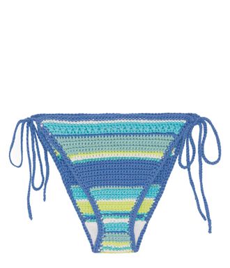 Ganni Culotte de Bain Crochet Rayures Coton Organique Bleu