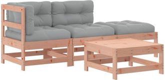 vidaXL Juego De Muebles Jard&iacute;n 4 Pzas Y Cojines Madera Abeto Douglas Vidaxl