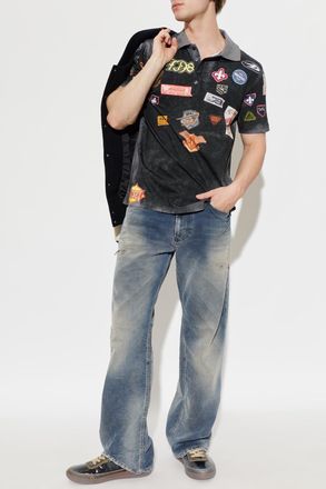 Diesel Polo T-REJUST-PATCHES, Mens, Black
