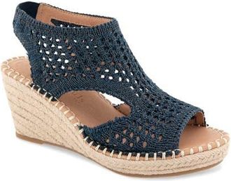 Gentle Souls Cody Cutout Espadrille Wedge Sandal in Navy Knit at Nordstrom, Size 6.5