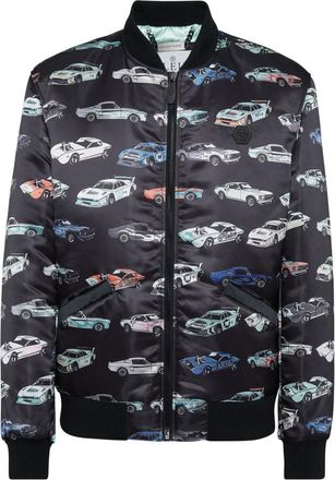 Philipp Plein Satin Bomber Jacket LS Cars Racing - Heren - Bomber jackets - Veelkleurig - 3XL - Polyester - Jassen