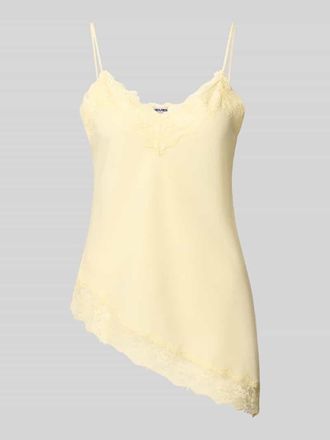 Review Top aus Satin mit Spitzenbesatz in Pastellgelb, Gr&ouml;&szlig;e XL