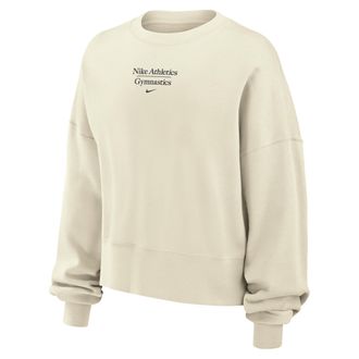 Nike Womens Phoenix Fleece Gymnastics Crew-Neck Sweatshirt in White | W33302GY25-SAI
