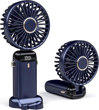 OEM Mini Ventilador De Mano De 5 Velocidades, Bater&iacute;a Usb De 3000 Mah, Plegable - Azul
