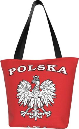AOOEDM Tote Bag Polska Eagle Shopping Bags Small Reusable Market Bag Beach Tote Bags Travel Totes
