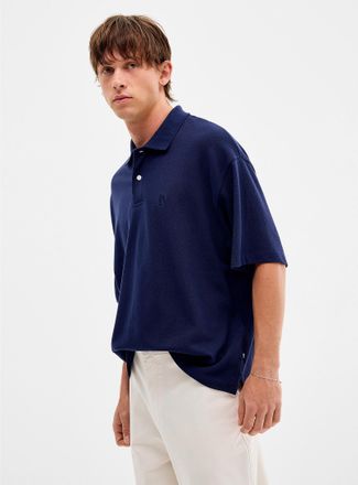 Djab Mens Tone-on-tone embroidered logo piqu&eacute; Polo Shirt Oversized fit