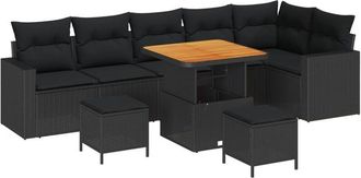 vidaXL Garden Sofa Set with Cushion 11 pcs Black Poly Rattan vidaXL