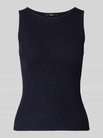 Zero Stricktop aus Viskose-Mix in Ripp-Optik in Marine, Gr&ouml;&szlig;e 34