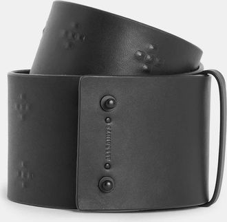 AllSaints Womens Cow Leather Nova Debossed Leather Waist Belt, Size: XS