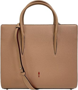 Christian Louboutin Beige Red Color Leather Shoulder Bag Tote Bag (Pre-Owned)