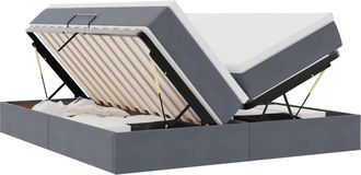 vidaXL Cama Con Almacenamiento Y Colch&oacute;n Gris Oscuro 180 X 200 Cm Vidaxl