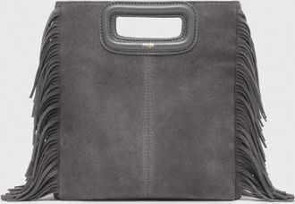 Maje M Bag In Suede Leather - Grey - Maje