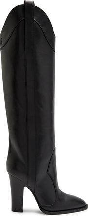 PARIS TEXAS Lavinia 100 Western Leather Knee-high Boots - Black - 39 (IT39/ UK6)
