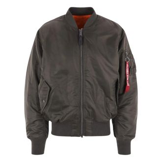 Alpha Industries Omkeerbare Grijze en Oranje Bomberjas - Heren - Bomber jackets - Grijs - M - Nylon - Jassen