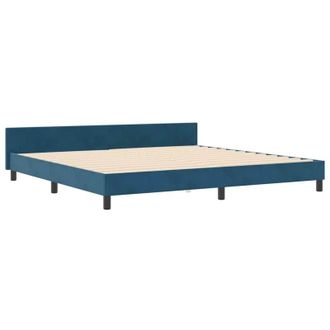 vidaXL Bed Frame with Headboard Dark blue 200 x 200 cm Velvet vidaXL