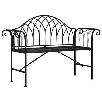 vidaXL Banco De Jard&iacute;n De Dos Plazas 128 Cm Acero Negro Vidaxl