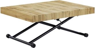 Vente-Unique Vente-unique - Tavolo allungabile e sollevabile 2 in 1 mdf e Acciaio Naturale e Nero - moriala