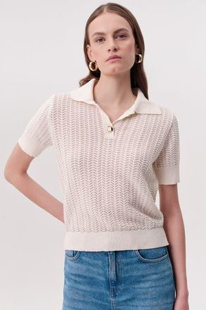 Exquise Rachelle Short Sleeve Knit Blouse in Cream at Nordstrom, Size Medium