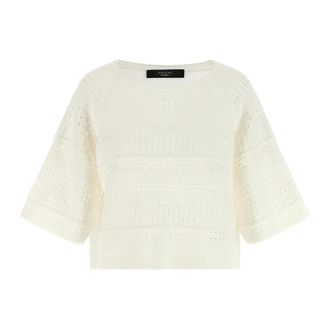 Max Mara WkiOrche Cotton Perforated Knitted Jumper - female - Weekend Max Mara - T-Shirts - Beige - M - Tops
