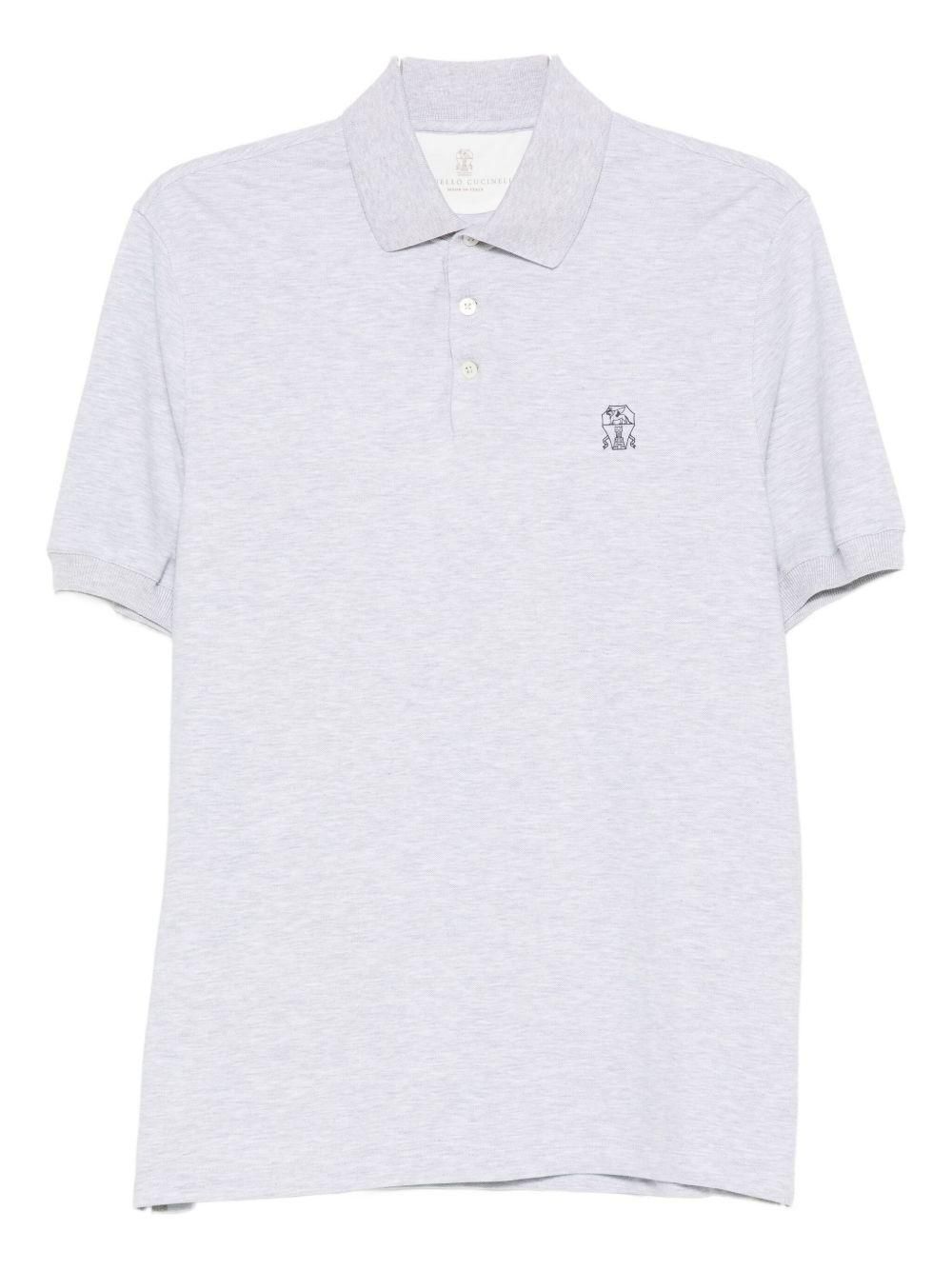 BRUNELLO CUCINELLI ポロシャツ グレー 4213225L0005 Brunello Cucinelli メンズ リネンコットンブレンド ポロシャツ