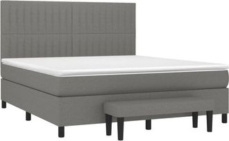 vidaXL Vidaxl - Cama Box Spring Con Colch&oacute;n Tela Gris Oscuro 180x200 Cm