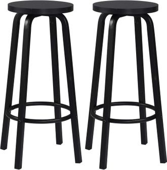 Woltu Set Di 2 Sgabelli Da Bar-bistrot - Seduta In Mdf - Struttura In Metallo - Sgabello Da Cucina - 30 X 30 X 72 Cm - Nero - Woltu