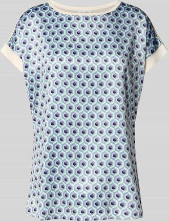 Christian Berg T-Shirt im Allover-Look mit Rundhalsausschnitt in Aqua, Größe 34