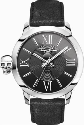Thomas Sabo Herenhorloge Rebel With Karma 46 mm Leren Band Wa 0296-218-203-46 MM - Heren - Horloges - Zwart - ONE Size - Accessoires