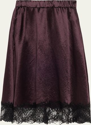 Maria McManus Lace-Trim Satin Midi Skirt