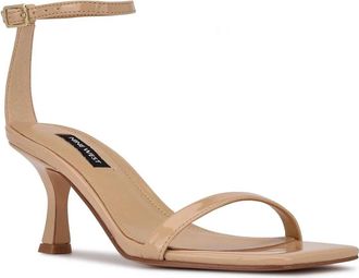 Nine West Womens Nine West Ripe Sandals Light Natural Square Toe Ankle Strap LION786