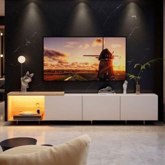 OEM Mueble Tv - Extensible 163-240 Cm - Blanco - Led - Para Televisor 65 Pulgadas