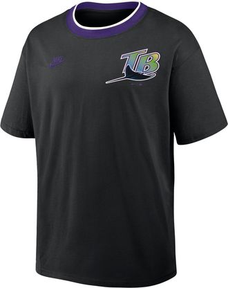 Nike Tampa Bay Rays Cooperstown Ringer Nike Mens MLB T-Shirt in Black | 045Q0H66TDV-N3R